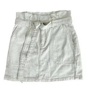 Free People Splendor In The Grass Tie Belt Skirt Oatmeal Pockets Zipper Size 8